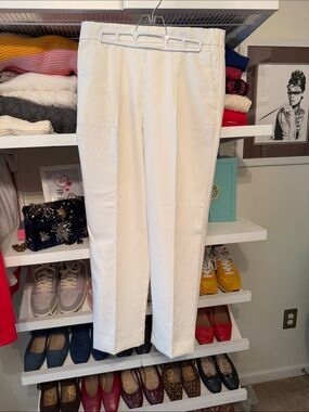 Ann Taylor White Straight-Leg Dress Pants